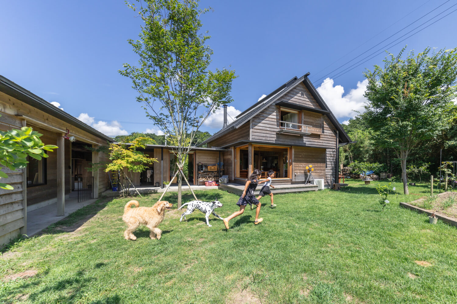 庭を駆け回る子どもたち